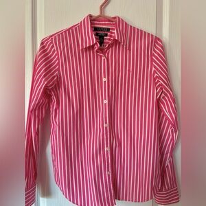 Ralph Lauren Relaxed Fit Striped Cotton Dress Shirt Size Small